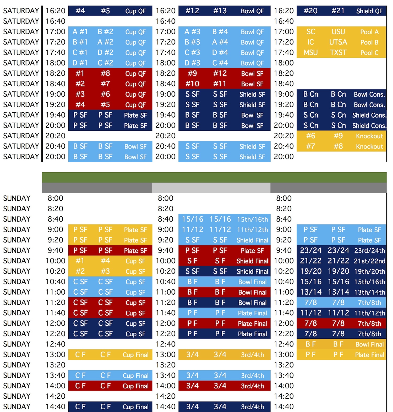 College 7s Schedule