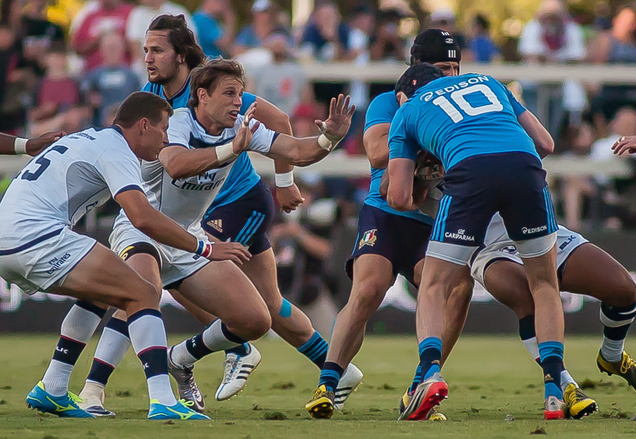 Blaine Scully and Will Holder on defense v Italy 2016. Colleen McCloskey photo.