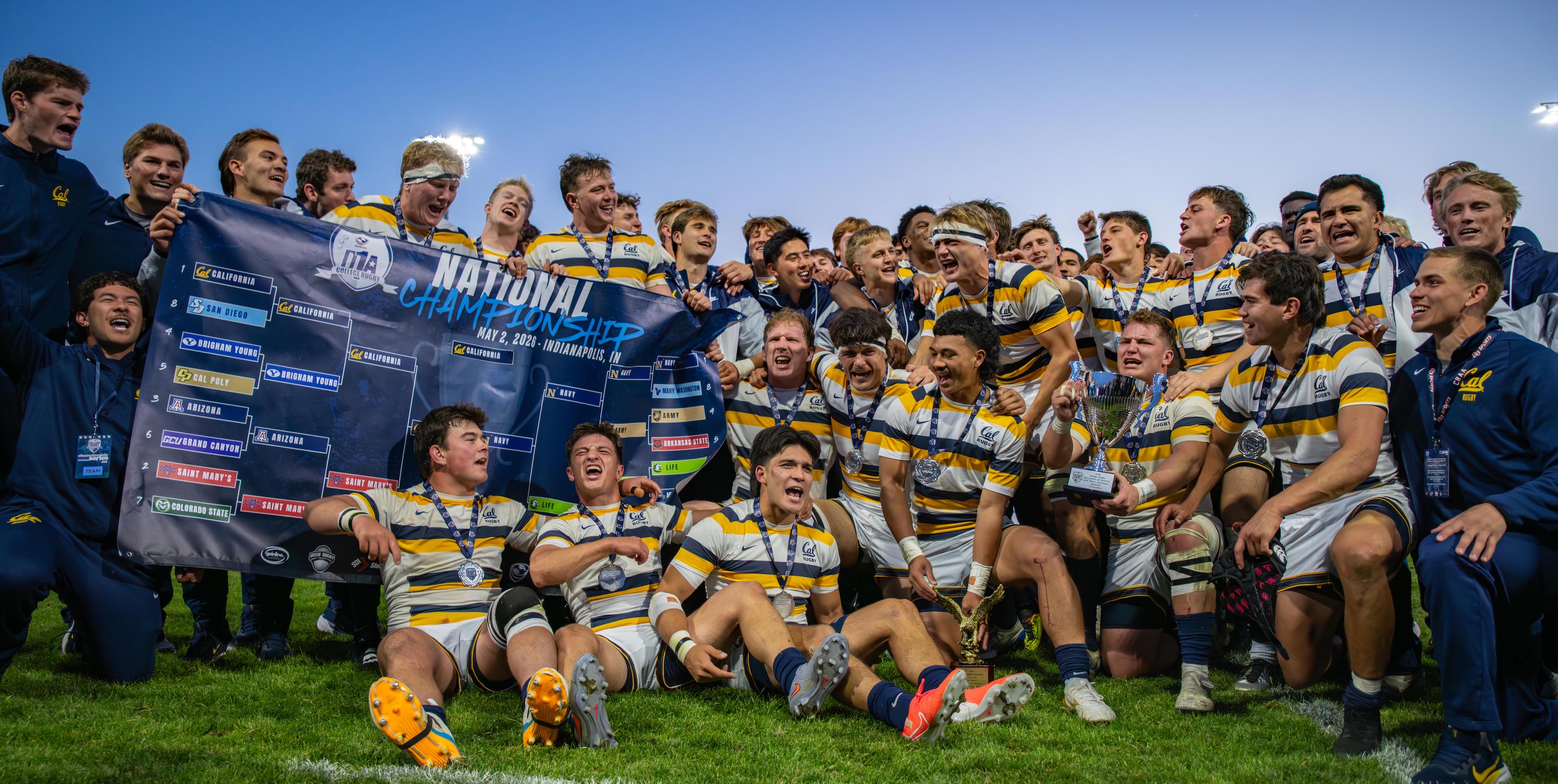 Cal celebrates their 2026 D1A championship. Photo Matthew Dalton.
