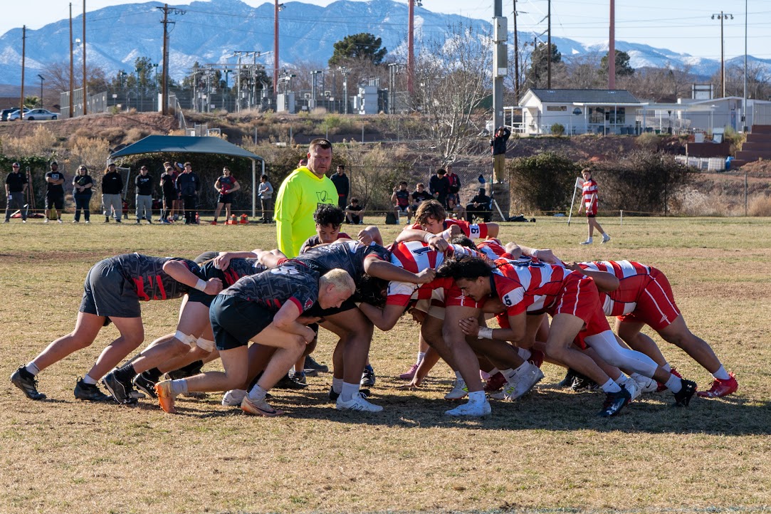 Cavemen vs East HS scrum 2026. Photo Maxwell Brent @brentography.