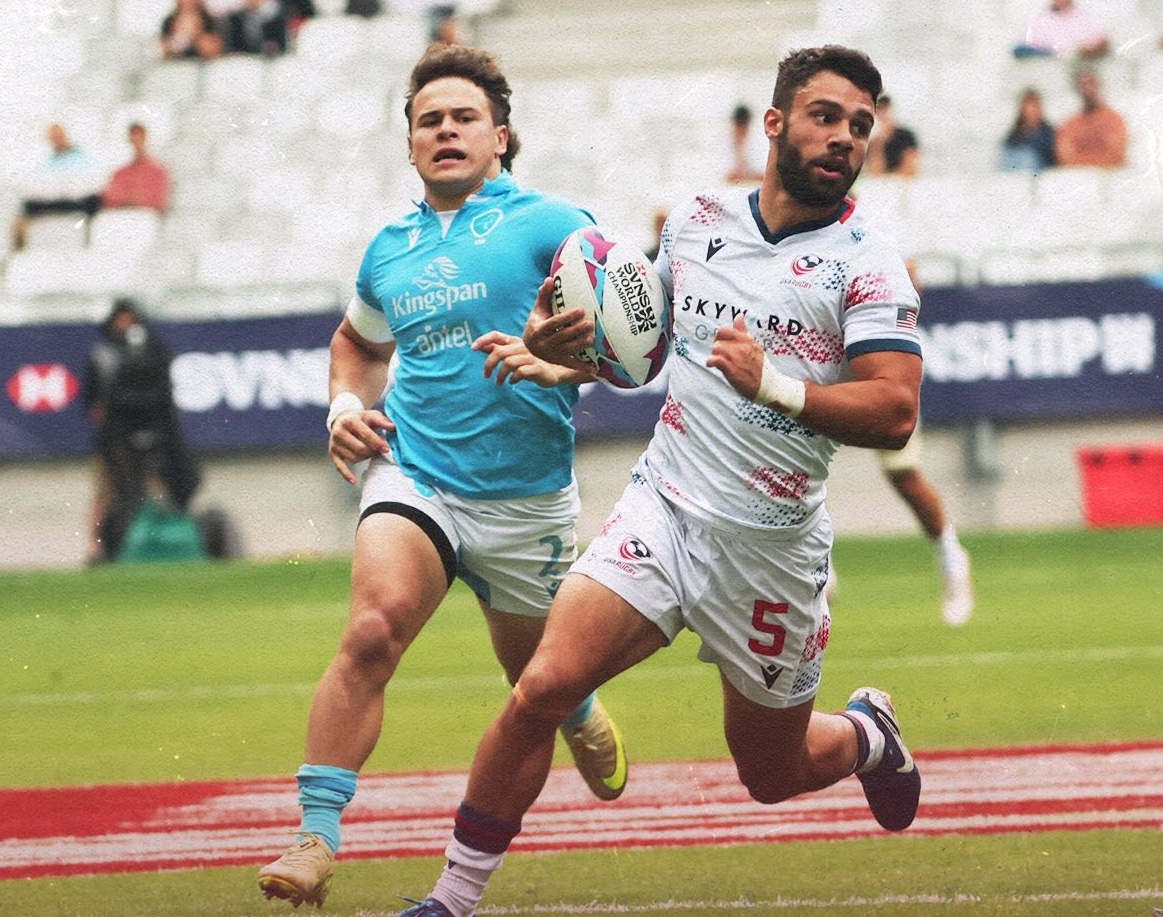 Will Chevalier going in for the score vs Uruguay.