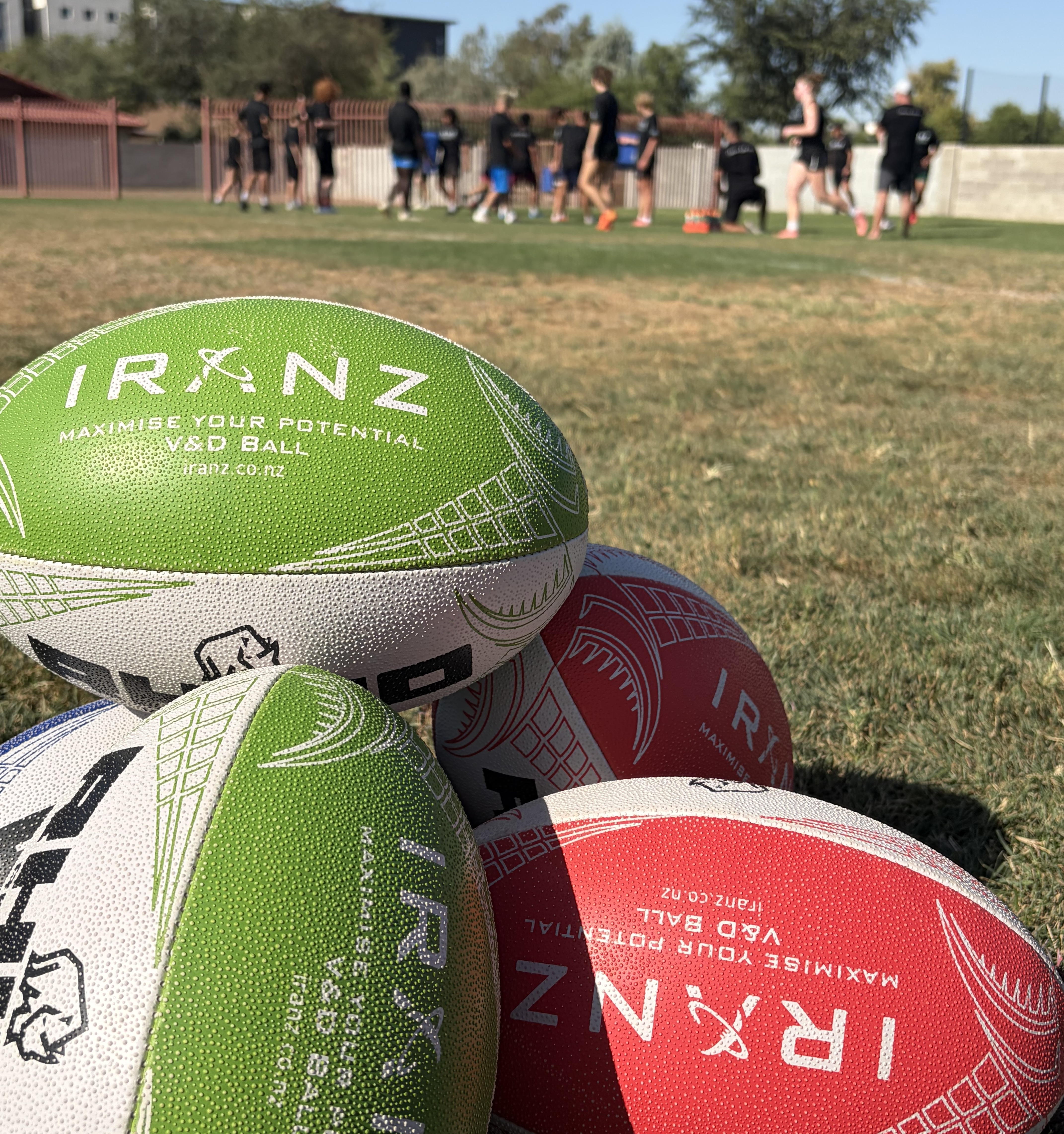 Rugby balls at the IRANZ SW USA Camp.