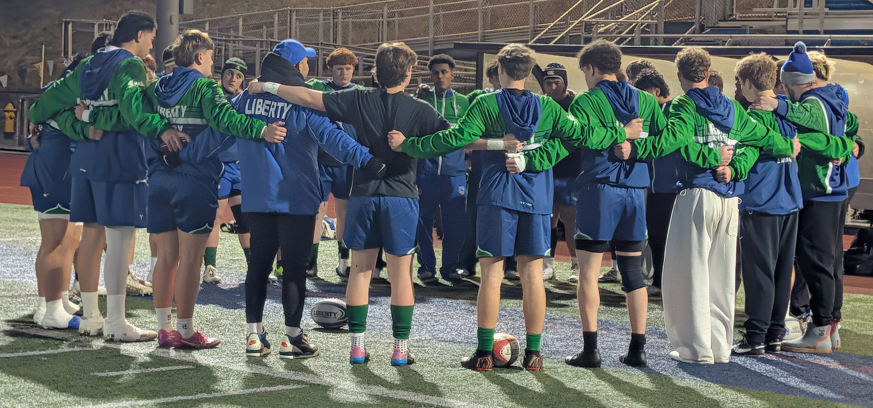 Liberty Patriots huddle up in 2026.