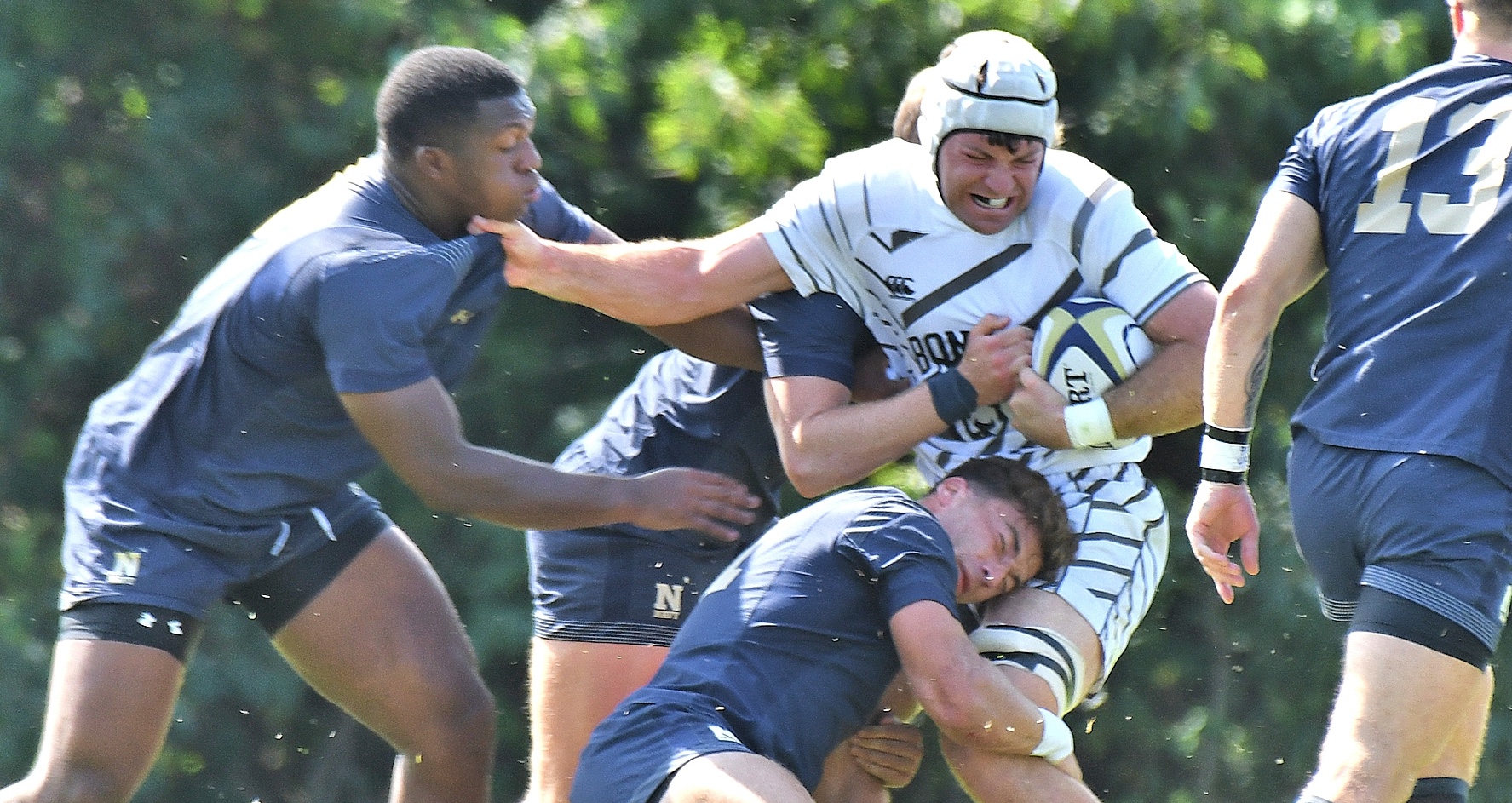 Navy defense vs Bonnies. Photo David Hughes.
