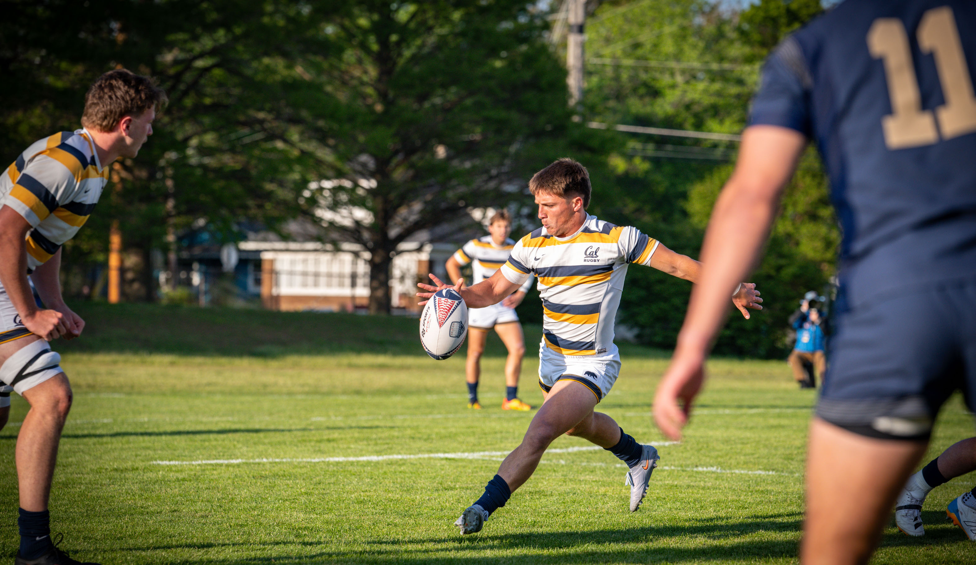 Solomon Williams box kicks during the May 2, 2026 D1A Final against Navy. Photo Matthew Dalton.