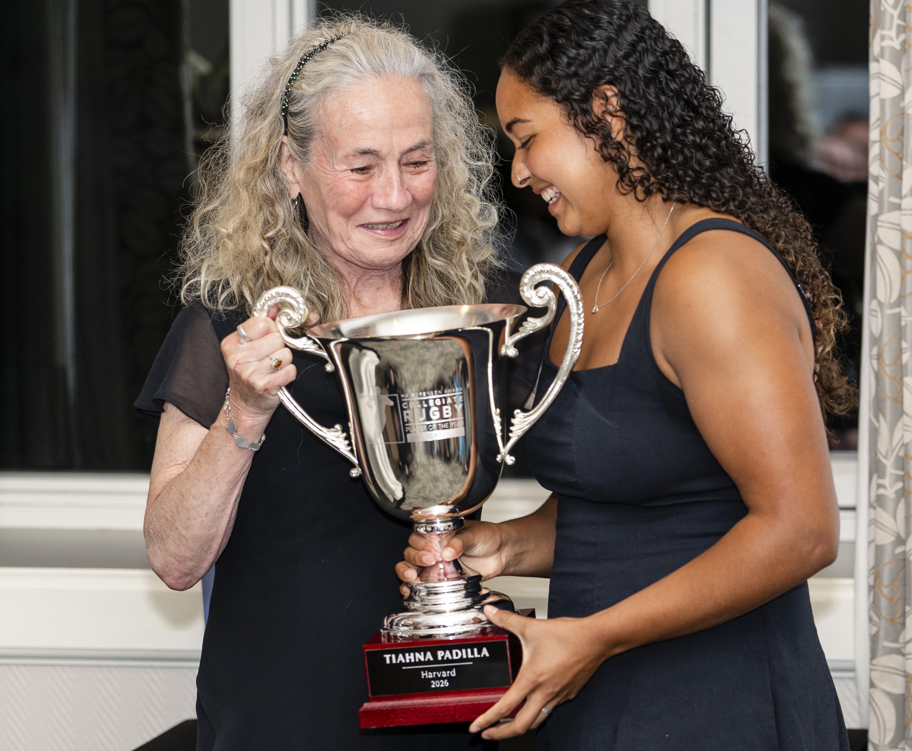 Tiahna Padilla receives her MA Sorensen Award trophy from MA Sorensen herself. Photo Quinn Toomey for the WAC.