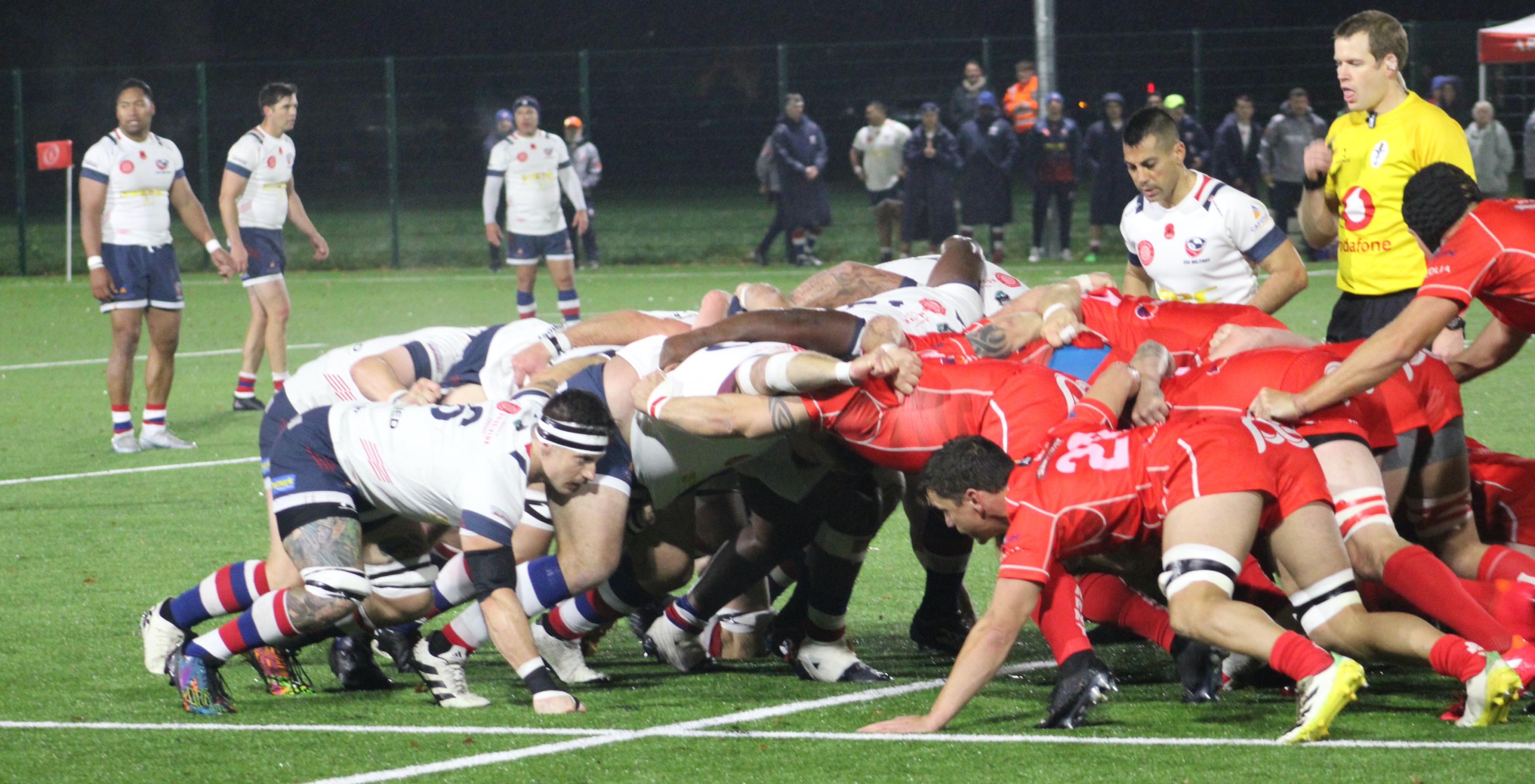 Scrum time US Military vs Army Masters. Photo Alex Goff
