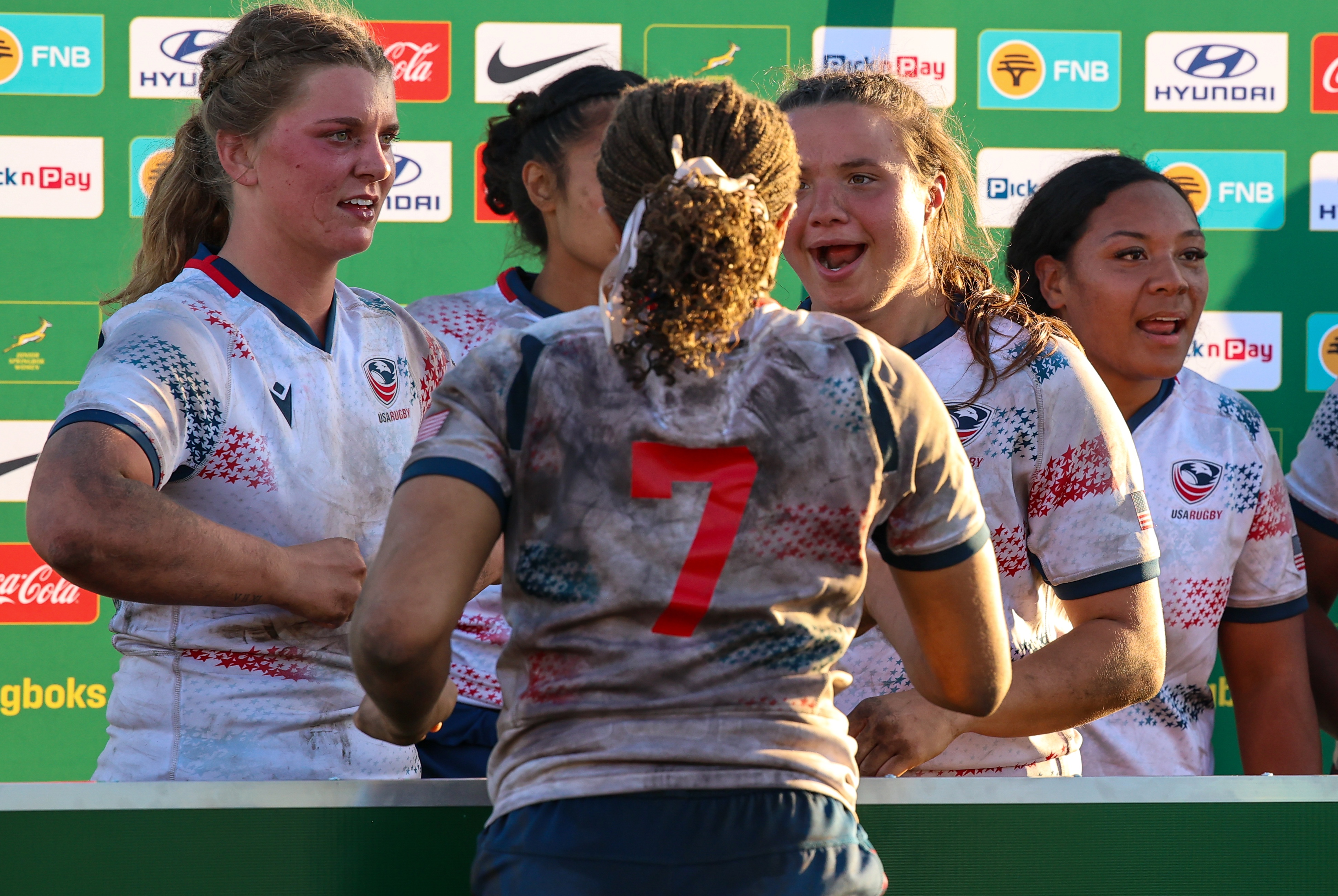 USA U20 Women celebrate. Photo Charmaine Sander for Stellenbosch/Rugby South Africa.
