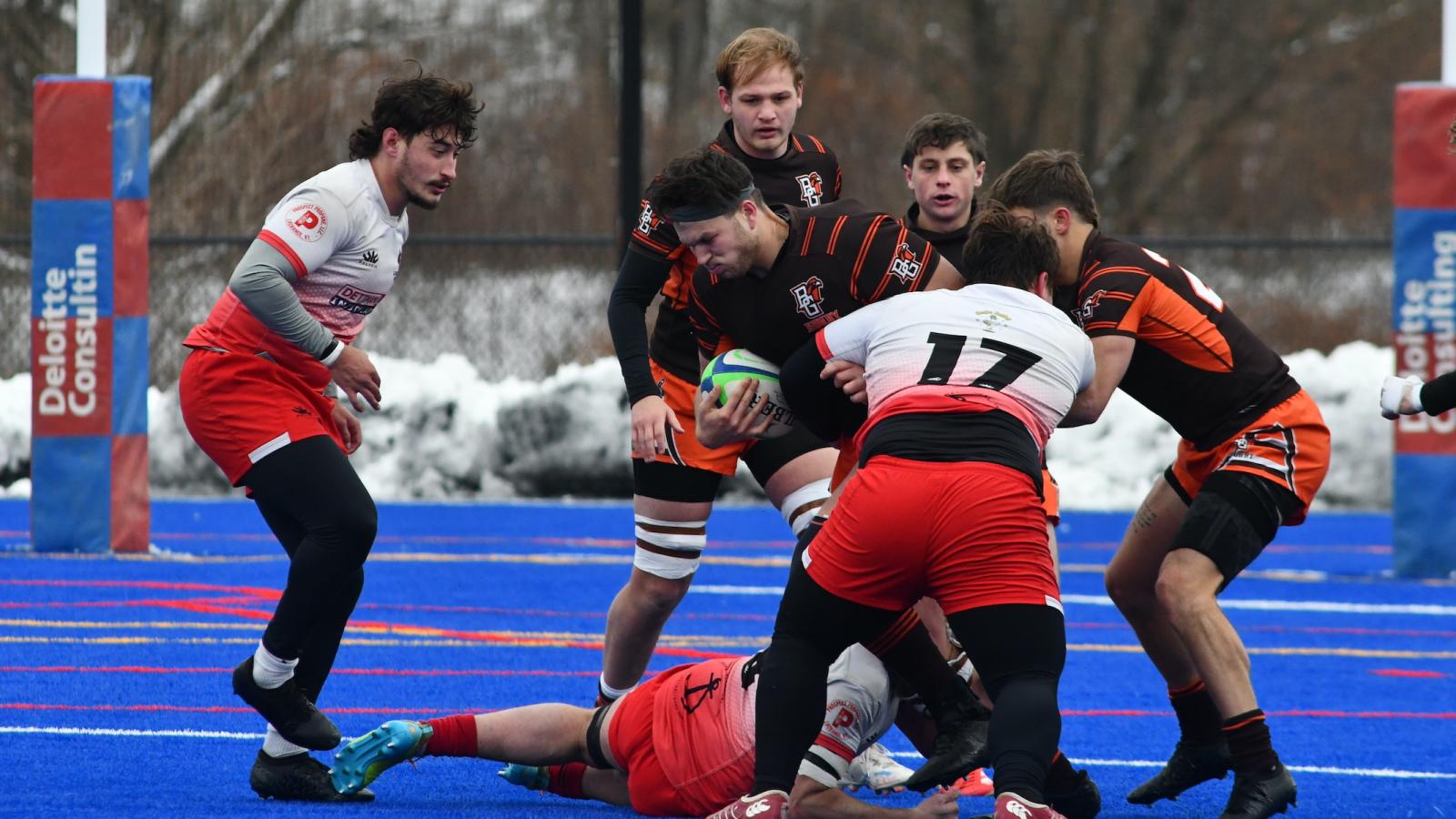 Zach Szepiela for Bowling Green with his OT try. Roger Mazzarella photo.