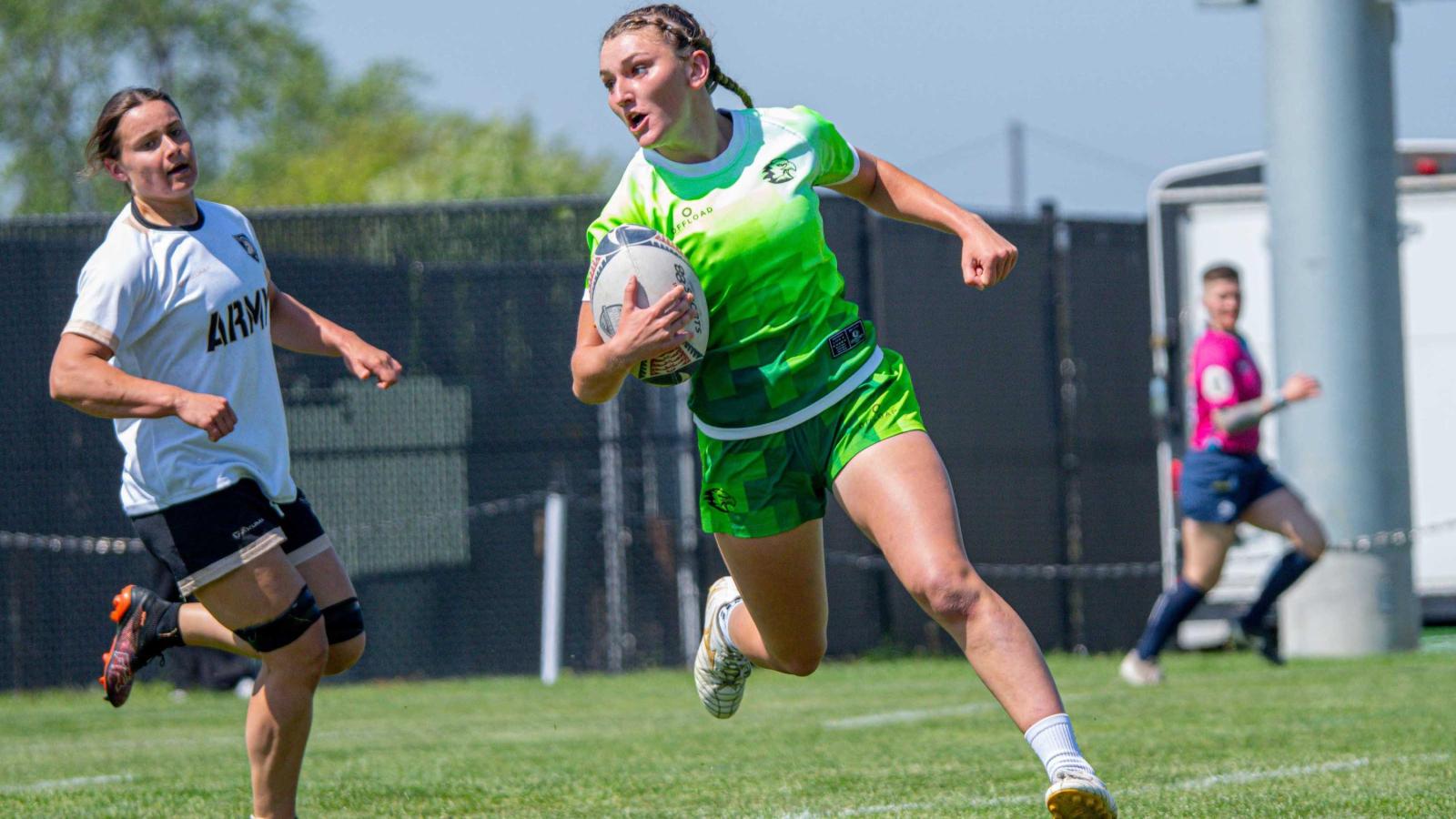 Action from the 2026 CRAA Women's Premier 7s. Photo by Calder Cahill.
