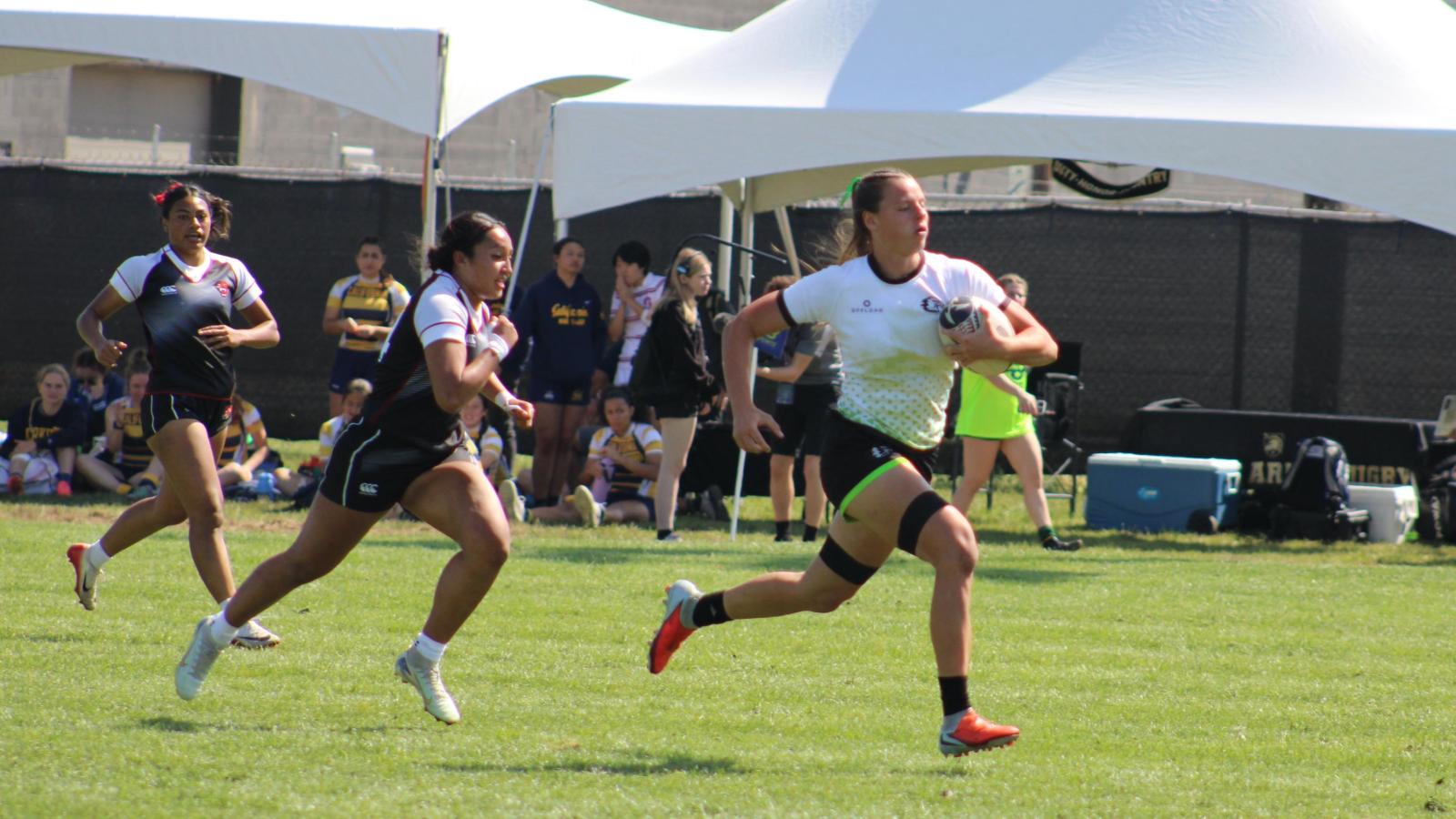 Action from the 2026 CRAA Women's Premier 7s. Photo by Alex Goff.