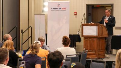 USA Rugby CEO Bill Goren addresses coaches at the 2026 American Way Coaching Conference.