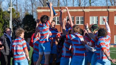 Charlotte Catholic players celebrate the NC repeat.