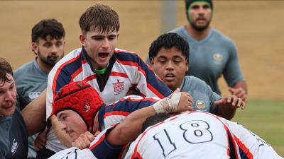 George Corden urges the maul for the Heart of America all-stars. Photo Calder Cahill.