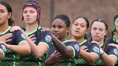 Life players line up for the anthem at the 2025 CRAA Fall Classic. Photo Calder Cahill.