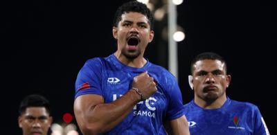 Samoa lays down the challenge. Photo Chris Pike Getty Images for World Cup.