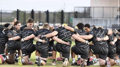 St. Bonaventure players huddle up.