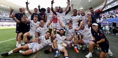USA 7s team celebrates qualifying for 2026-27 SVNS 1.