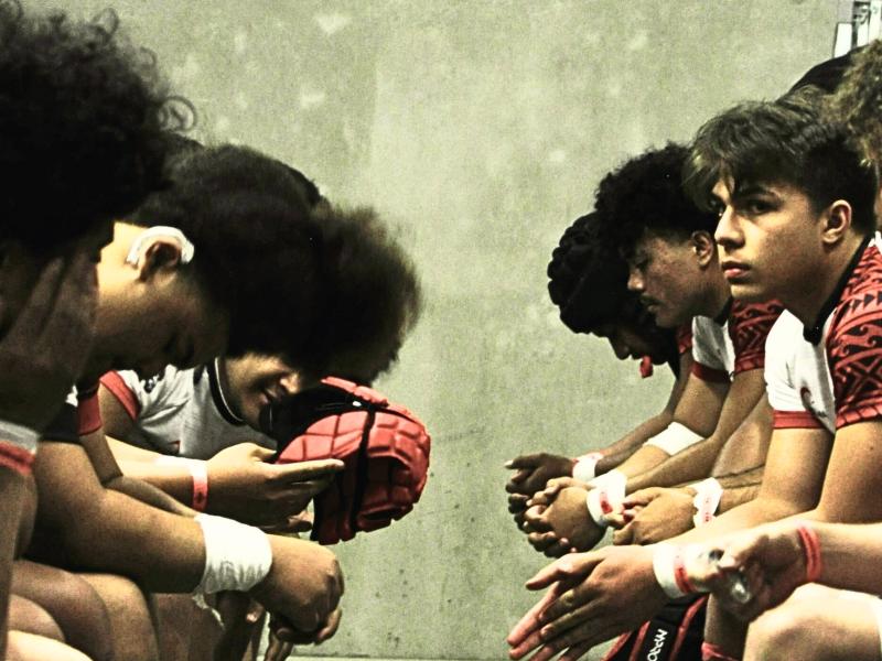 Cavemen in the locker room. Photo Ezekiel Mataalii-Solomona.