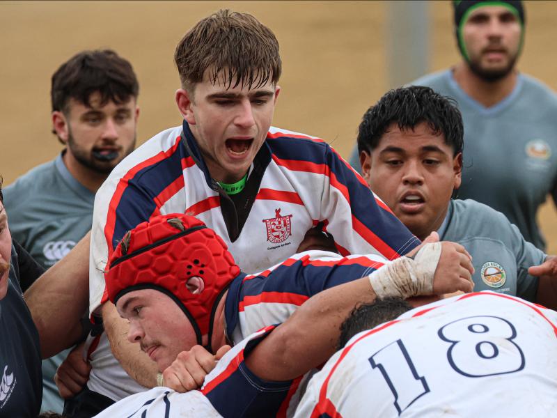 George Corden urges the maul for the Heart of America all-stars. Photo Calder Cahill.