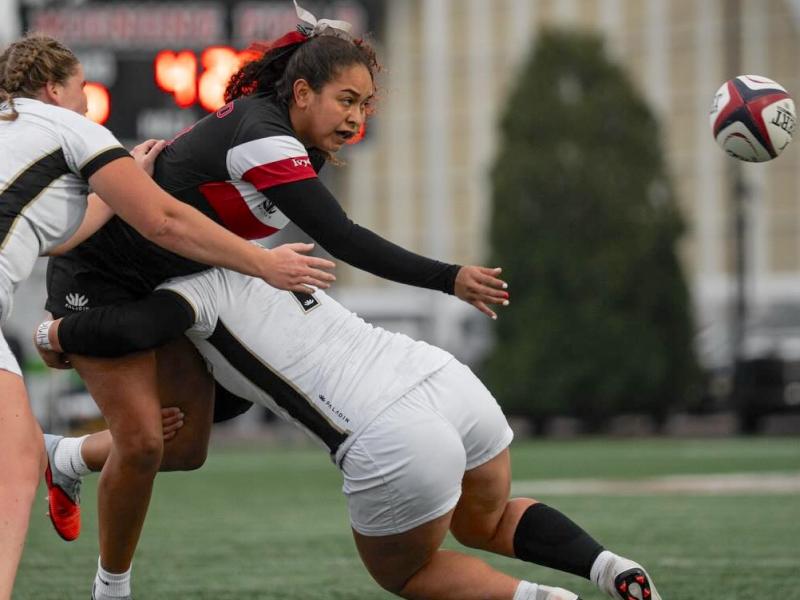 Lindenwood on defense against Harvard in the 2025 NIRA final.