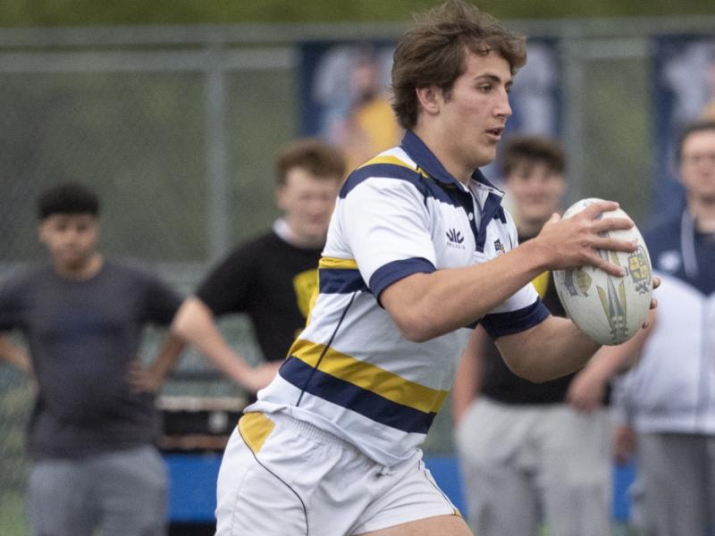 Rowan Lobozzo scored three tries for Ignatius in the Varsity final. Photo Joe Mertens.