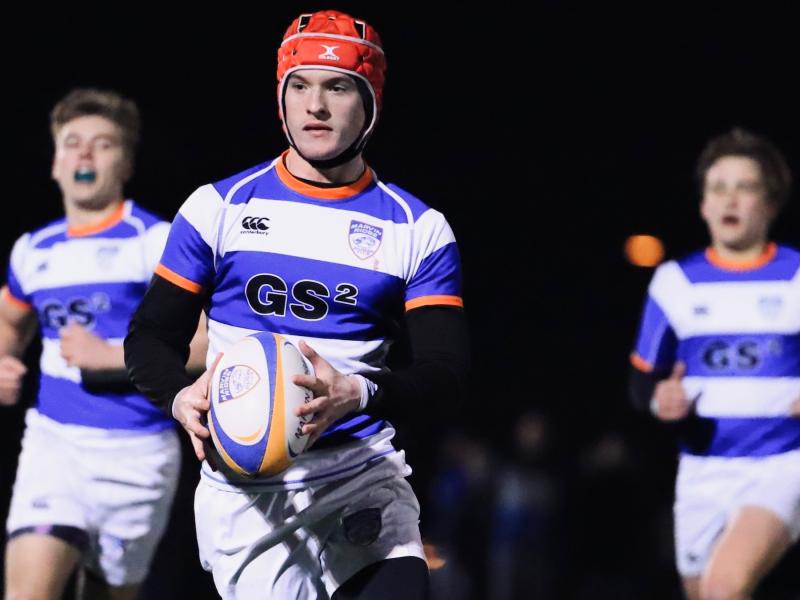 Aiden McLaughlin scored two tries for Marvin Ridge vs South Charlotte. Photo Meg Savarese.