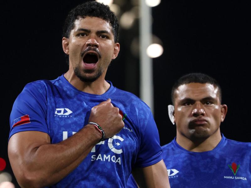 Samoa lays down the challenge. Photo Chris Pike Getty Images for World Cup.