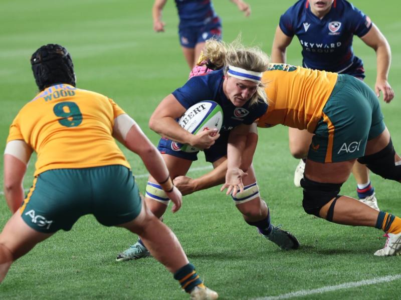 Georgie Perris-Redding goes to the line for the USA. Photo USA Rugby.