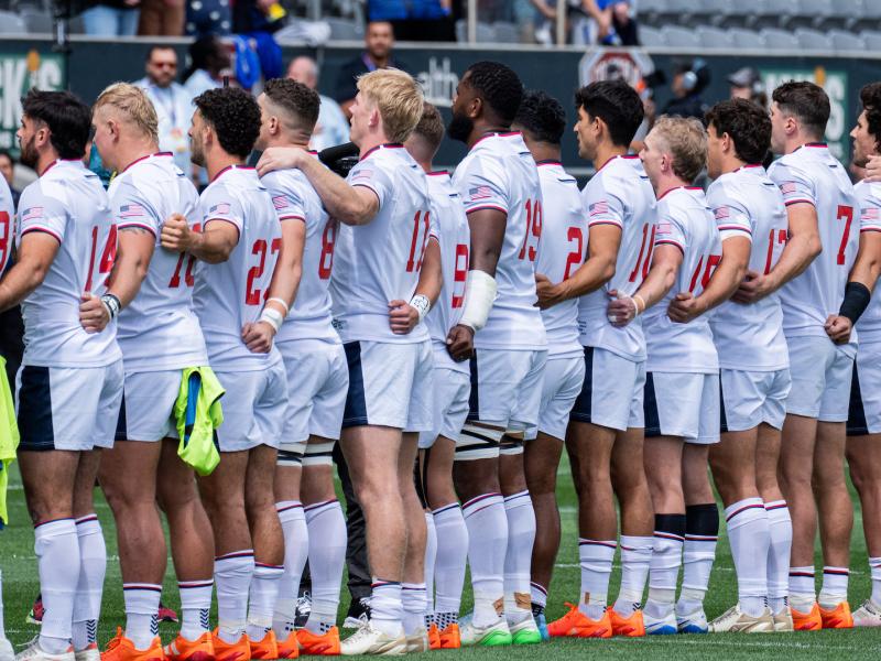 USA lines up for the Anthem against Samoa August, 2025. Anthony Martinez photo.