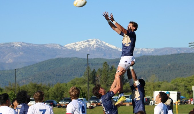 Mountains in the background and NorCal winning a lineout. Alex Goff photo.