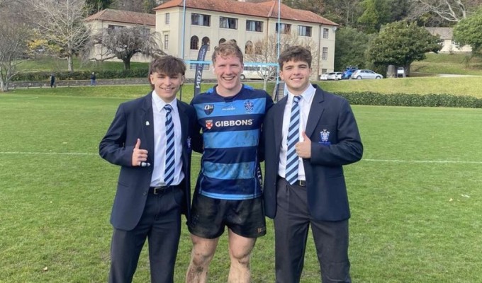 Left to right: JW Sarkees, Oliver Kirk, Connor Bender at Nelson College.