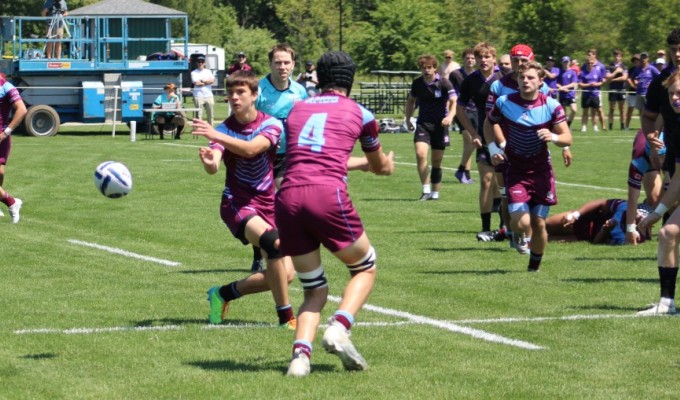 Xavier during HS Nationals, won two straight in Elkhart and two straight to win Rugby NY. Alex Goff photo.