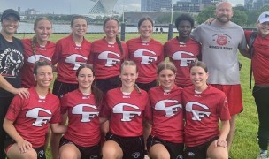 Cedar Falls girls team up in a preseason photo. They started the season 2-0.