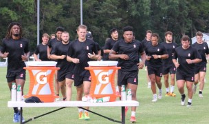 Players during MLR rising get a much-needed water break. Alex Goff photo.