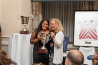 Mae Sagapolu gets her trophy from MA Sorensen. Emilio Huertas photo for the WAC.