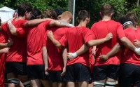 Belmont Abbey huddles up.