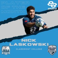 Claremont Colleges scrumhalf Nick Laskowski was 8x8 Sports Player of the Month.