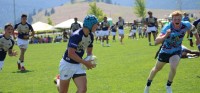 Edwin Lee on his way to scoring a try in the final. Alex Goff photo.