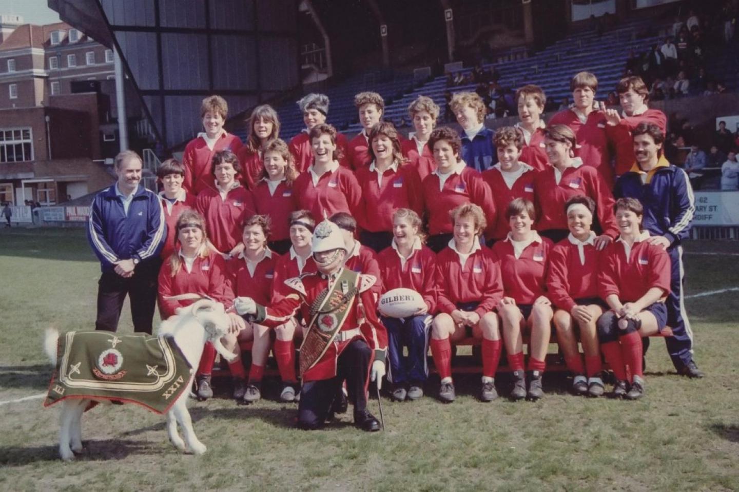 1991 women rugby world cup team with goat