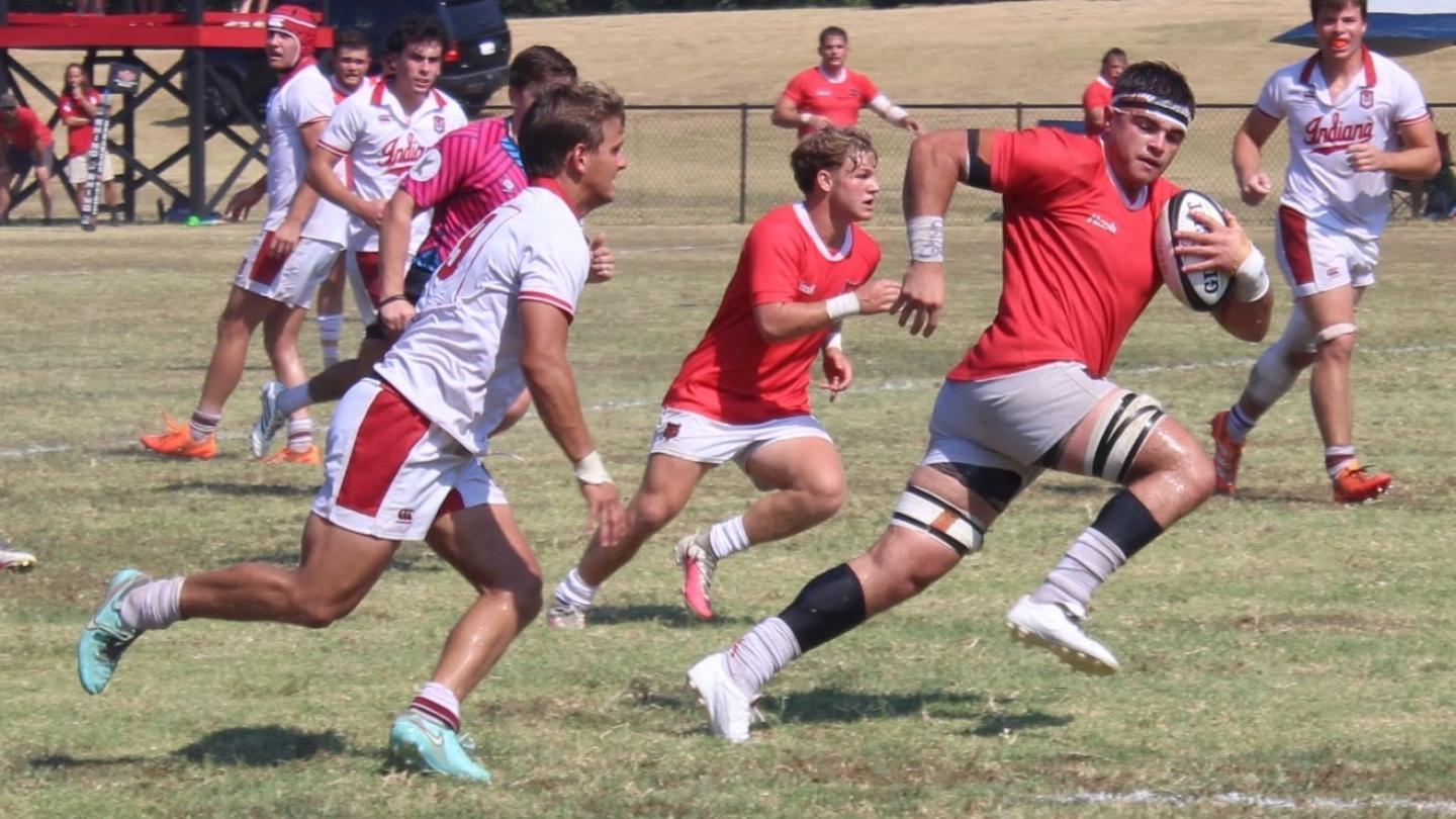 Aaron Van Dyk gets away from the Indiana defense. Photo courtesy @astaterugby.