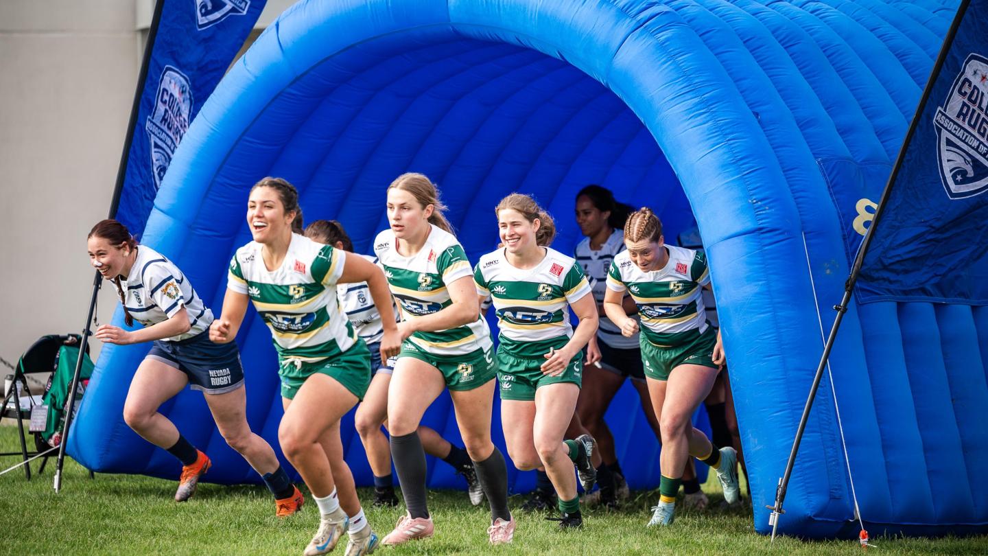 Cal Poly women take the field at the CRAA 7s April 25, 2026. Photo Rowena Wood.