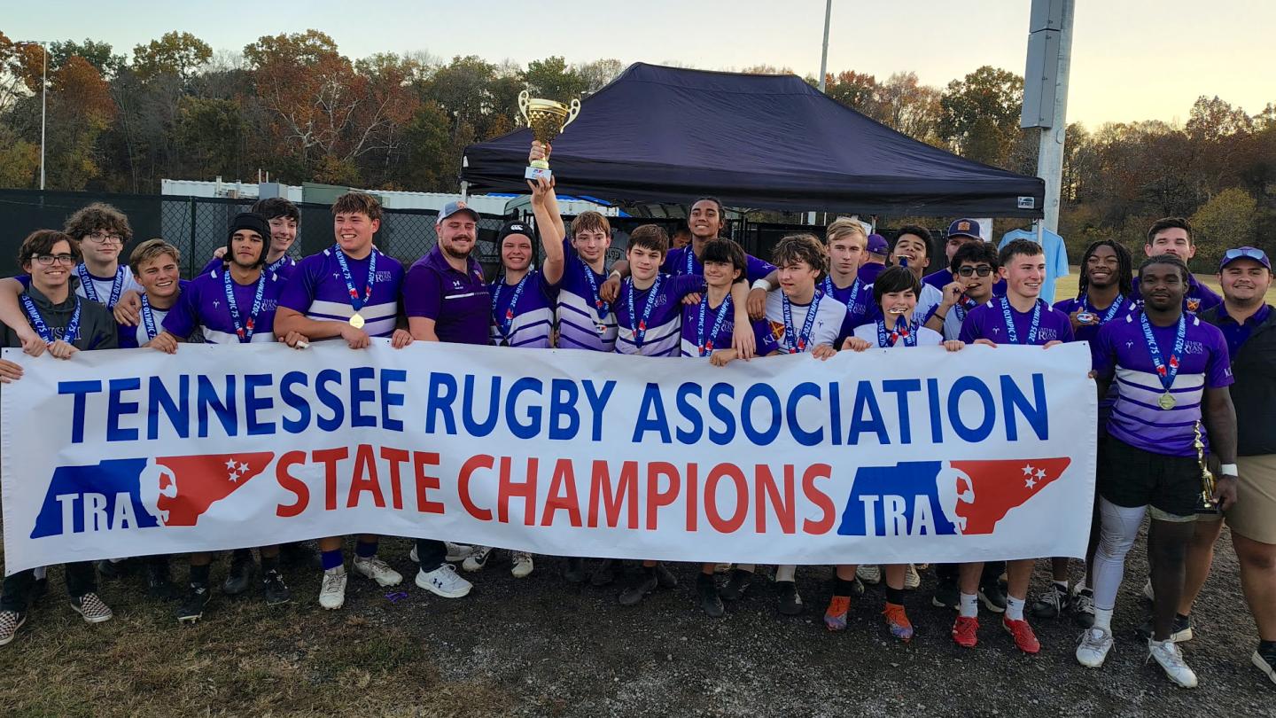 Father Ryan celebrates their 2025 Tennessee HS 7s championship.