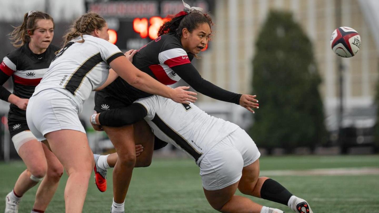 Lindenwood on defense against Harvard in the 2025 NIRA final.