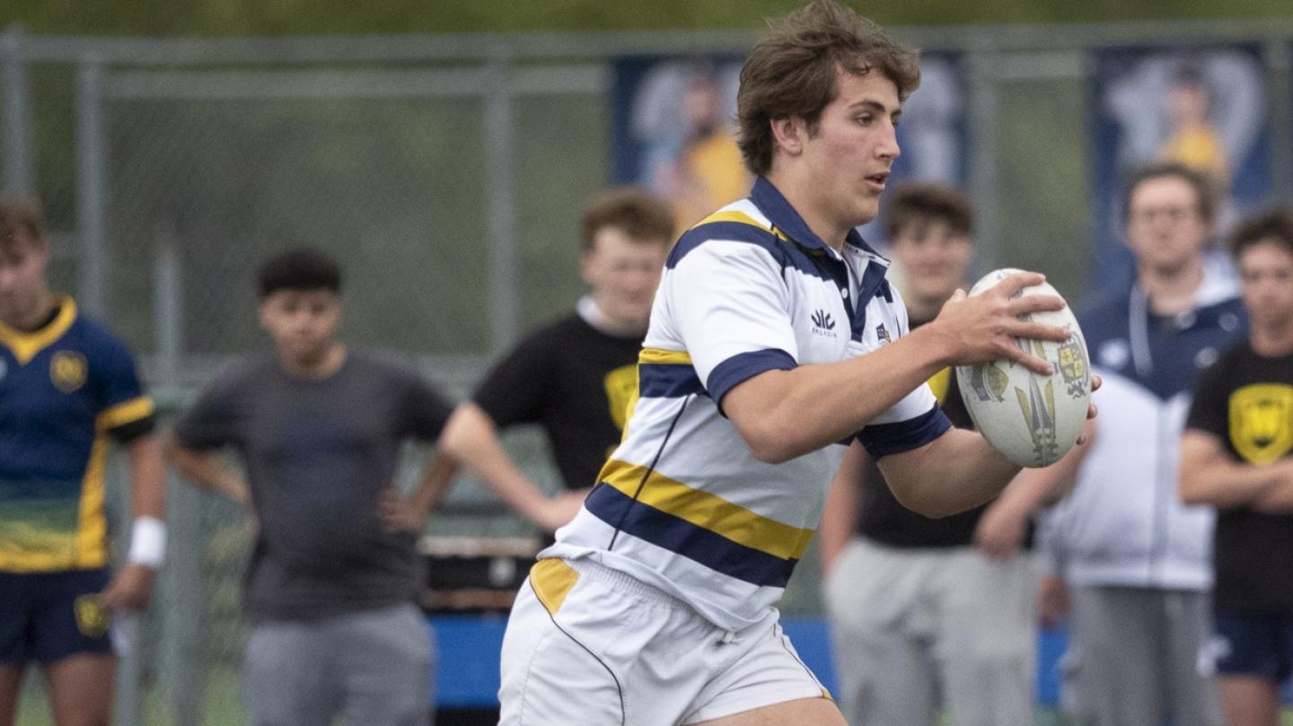 Rowan Lobozzo scored three tries for Ignatius in the Varsity final. Photo Joe Mertens.