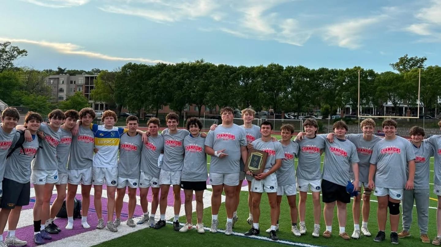 Loyola Blakefield team with their 2026 MIAA trophy.