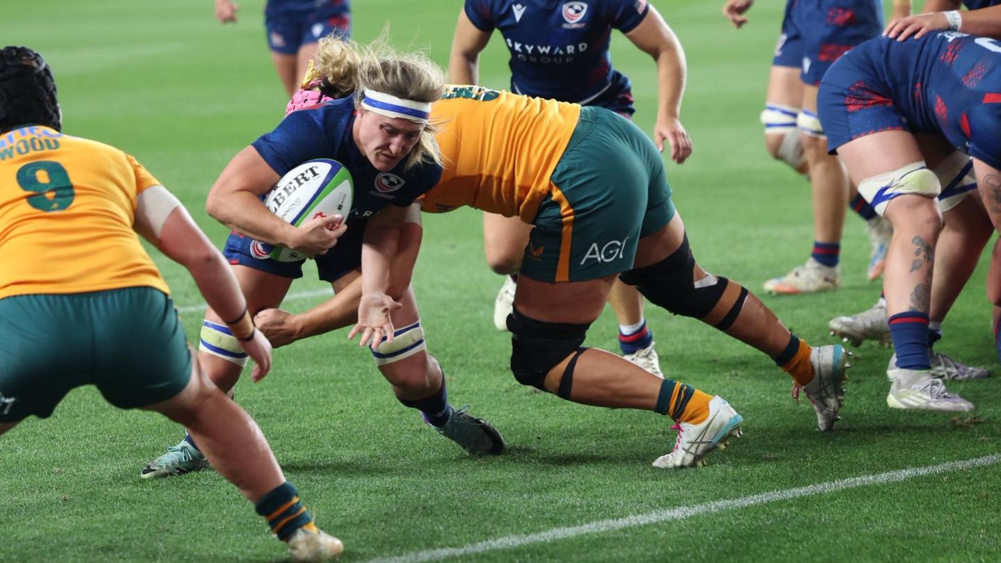 Georgie Perris-Redding goes to the line for the USA. Photo USA Rugby.