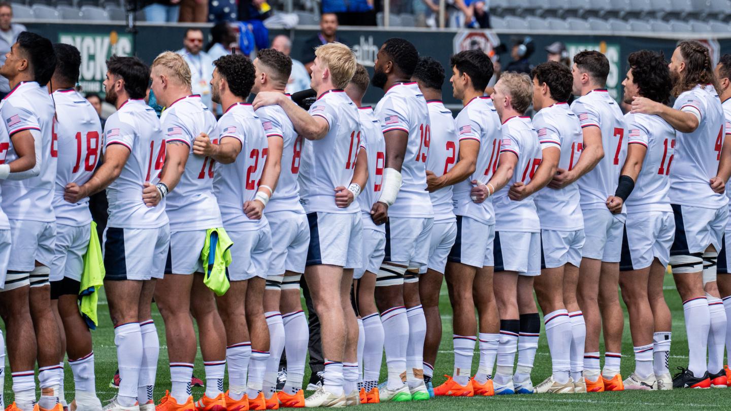 USA lines up for the Anthem against Samoa August, 2025. Anthony Martinez photo.