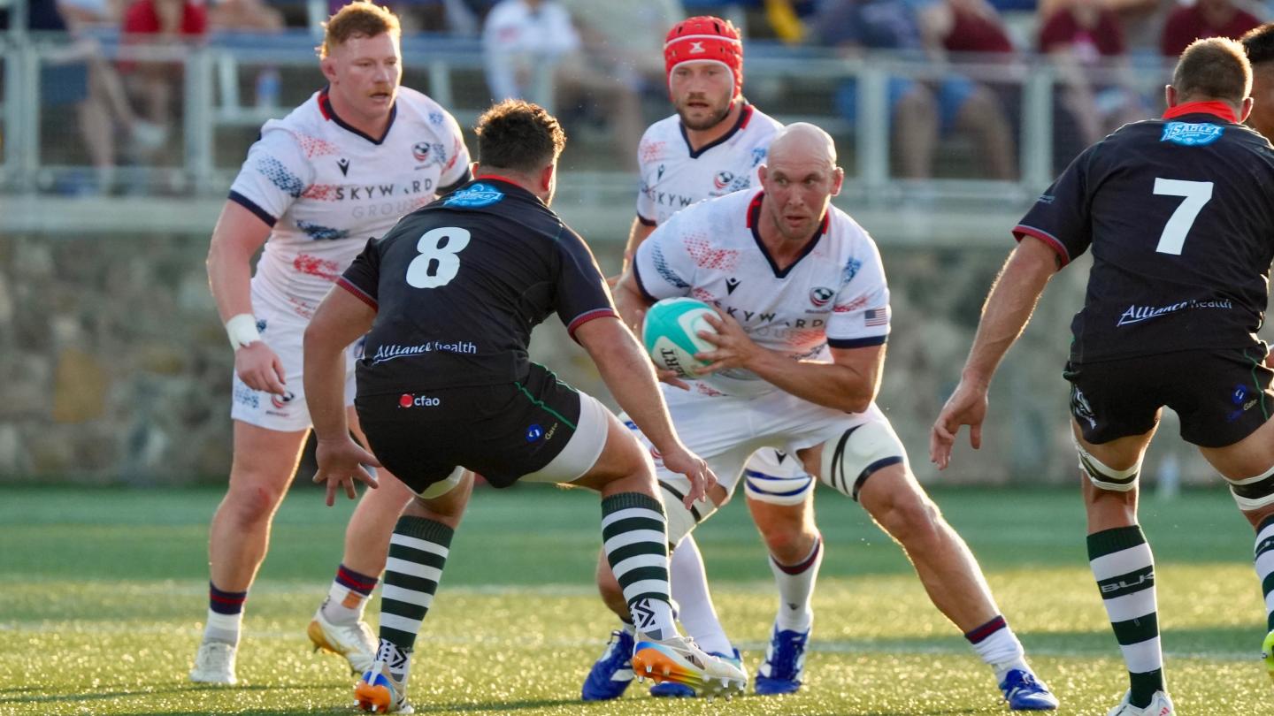Nathan Den Hoedt with Jason Damm and Jack Iscaro in support vs Zimbabwe. Greg Sabin photo.