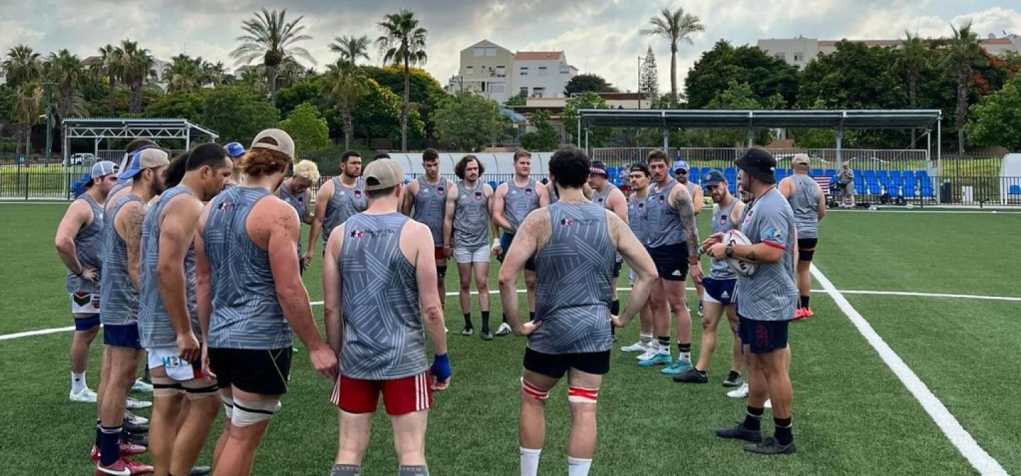 maccabiah team huddle 2022